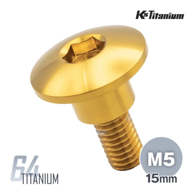 64チタン製 アッパーカウル カウルボルト M5×15 (08mm×06mm段付き) P0.8 【ゴールド】