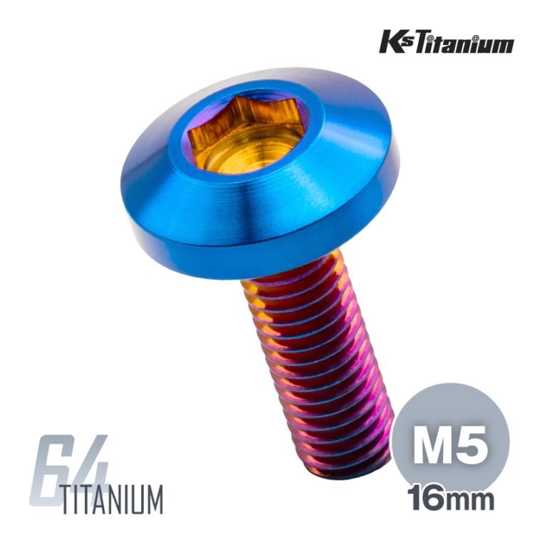 64チタン製 サイドカバー リアカウル セッティングボルト M5×16 全ネジ P0.8 【焼き色】