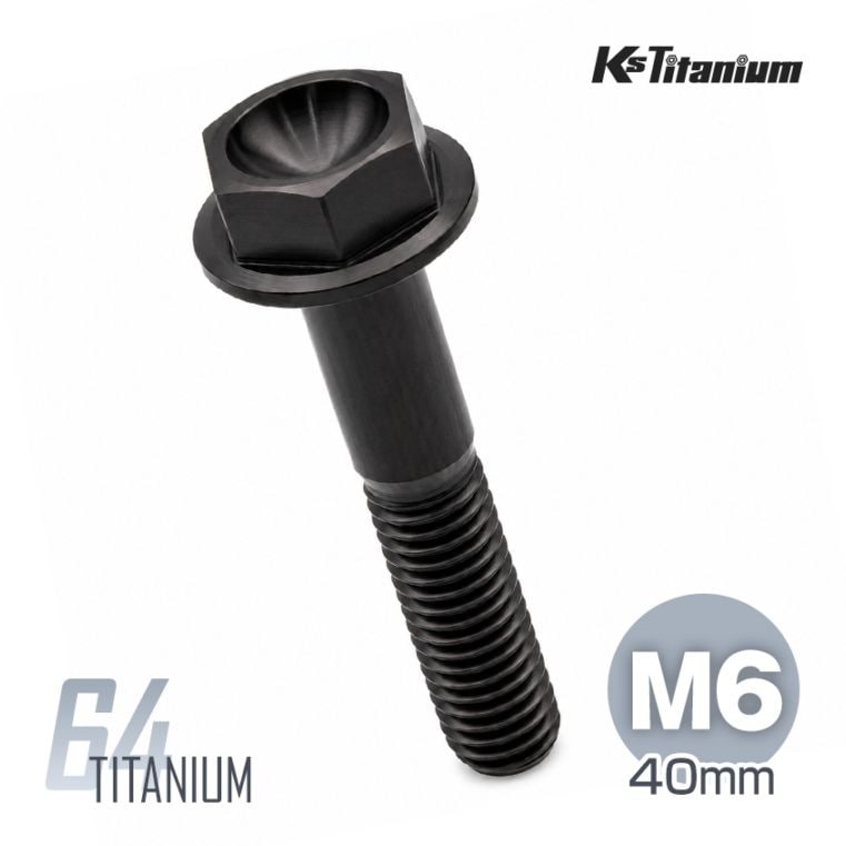 64チタン製 フランジボルト M6×40 P1.00 【ブラック】