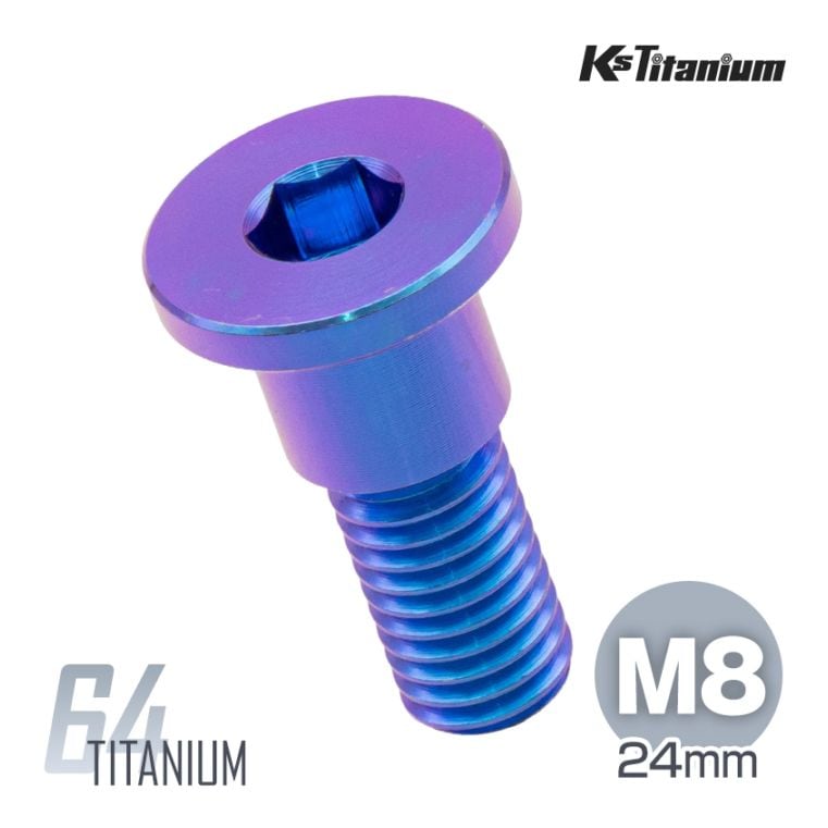 64チタン製 フラットヘッドボルト M8×24 P1.25【メタライズブルー】