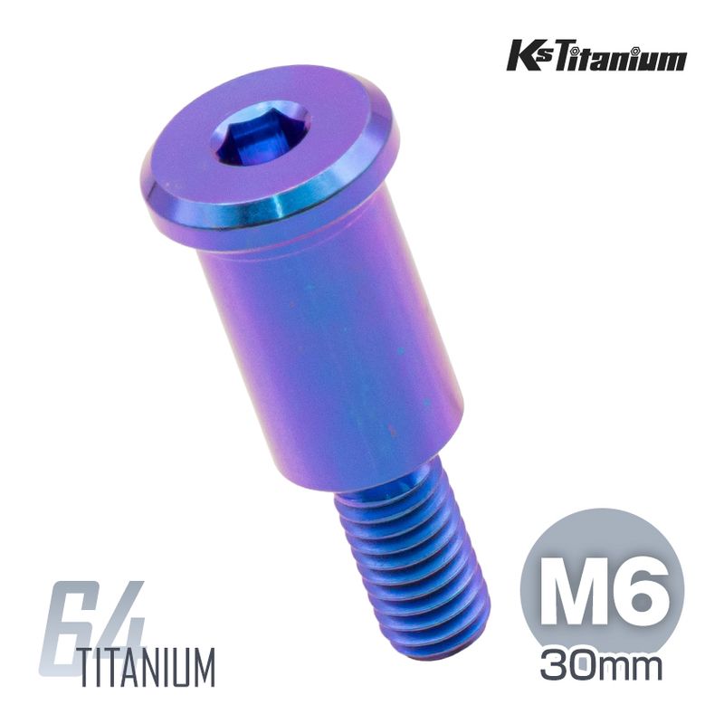 64チタン製 クラッチレバーピポットボルト M6×30 P1.00 【メタライズブルー】
