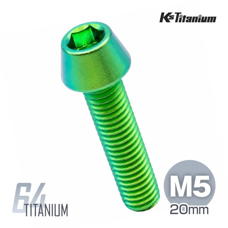 64チタン製 テーパーボルト M5×20 P0.8【グリーン】