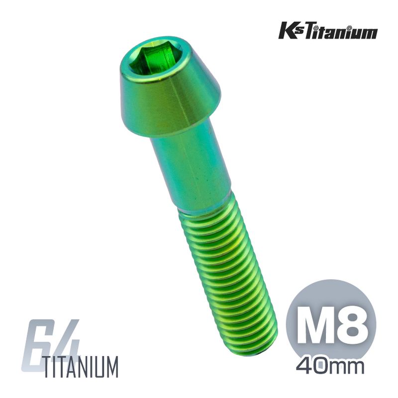 チタン製 テーパーボルト M8×40 スレッド25mm P1.25 【グリーン】