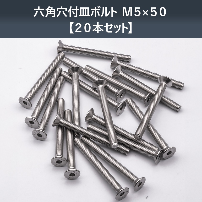 SUS316 ステンレス 六角穴付 皿ボルト M5×50 P0.80 （20本セット）