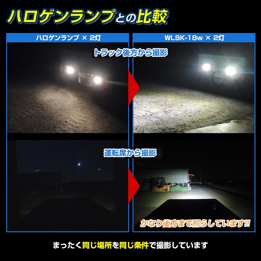 トラック タイヤ灯 荷台ライト 18w スポット配光 DC12v/24v 対応 (SUS316 ステンレスステー仕様)