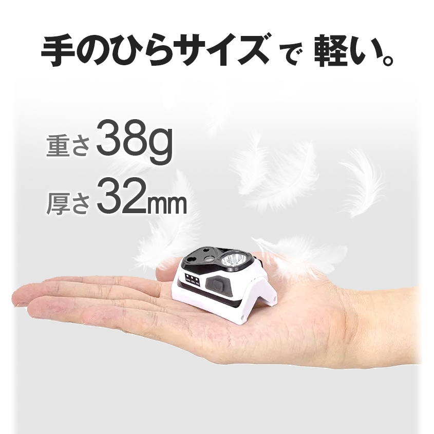 LEDヘッドライト 小型 超軽量タイプ ハンドセンサー搭載 (充電電池内蔵タイプ)