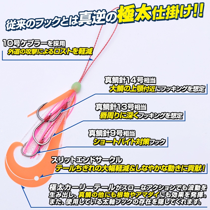 Ksガレージオリジナル タイラバ仕掛け 3本針仕様 -俺の太仕掛け- (レッド)