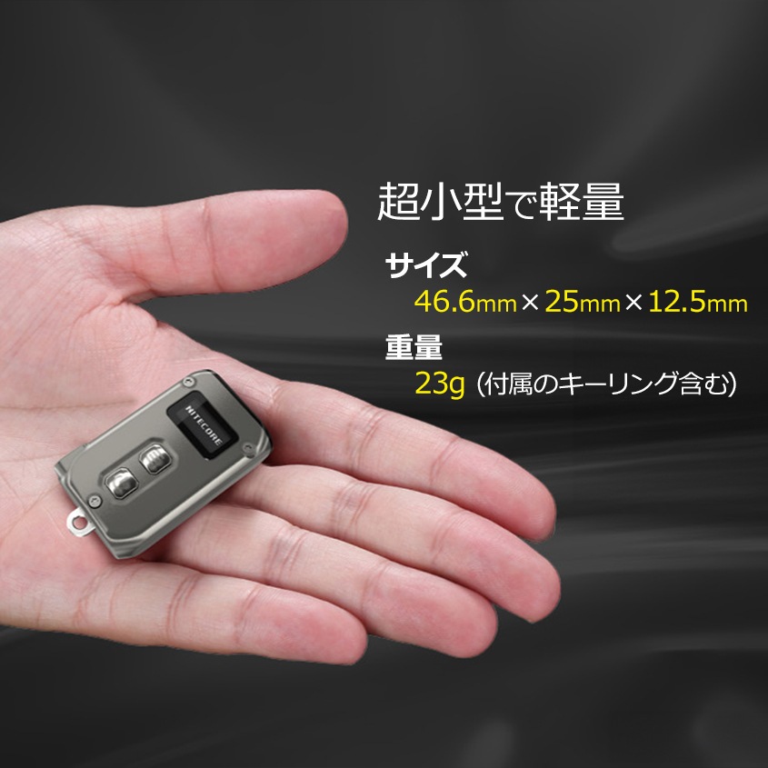 チタン製 ミニサイズ キーチェーンライト 最大 500ルーメン 軽量 小型 ハンディライト アウトドア キャンプ NITECORE TINI2 Ti