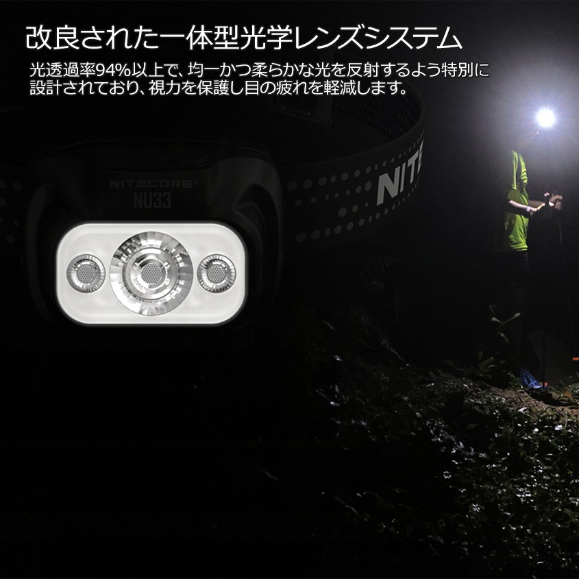 NITECORE ヘッドライト 充電式 NU33 700ルーメン 赤色LED付き
