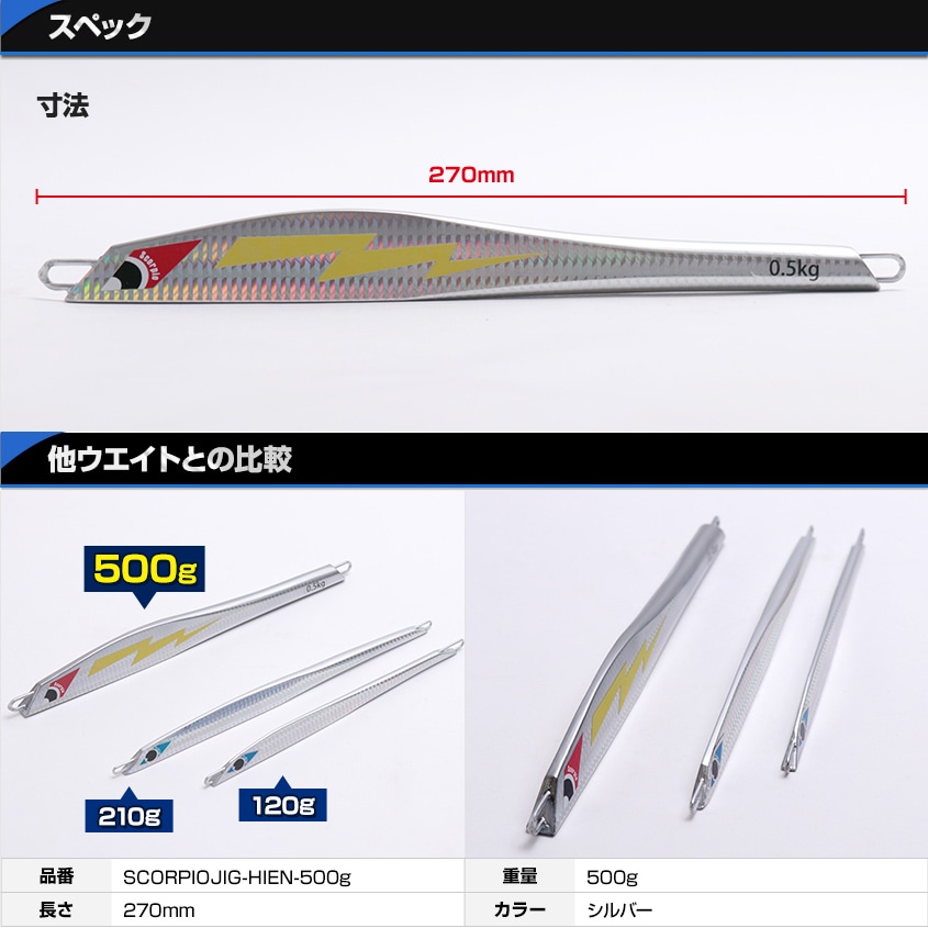 Ksガレージオリジナル 電動ジギング用 メタルジグ 飛燕 -HIEN- 500g