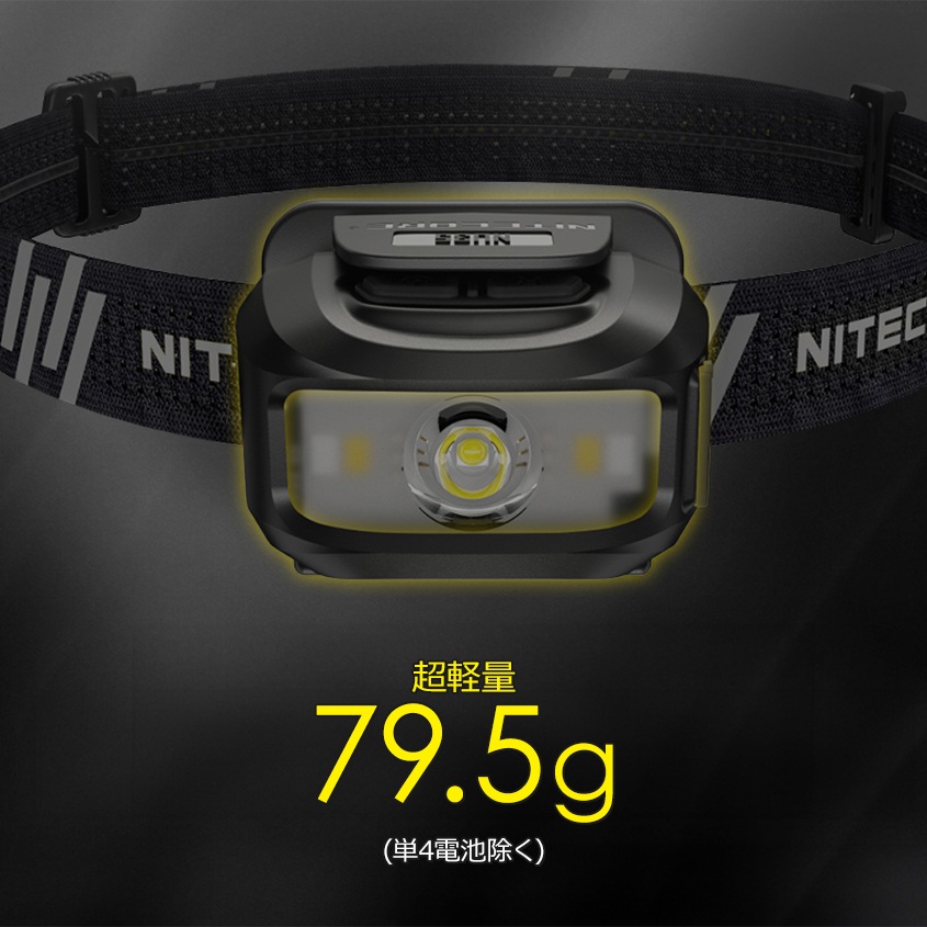 NITECORE NU35 ヘッドライト 充電式+単四電池 デュアルバッテリー 460ルーメン 赤色LED付き