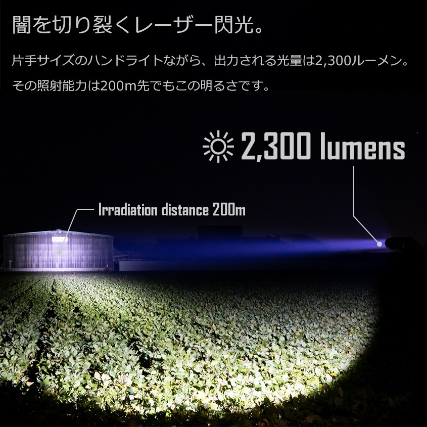 TrustFire製 LED懐中電灯 強力ハンドライト 照射距離1km (18650リチウム電池×2本/充電器付属)
