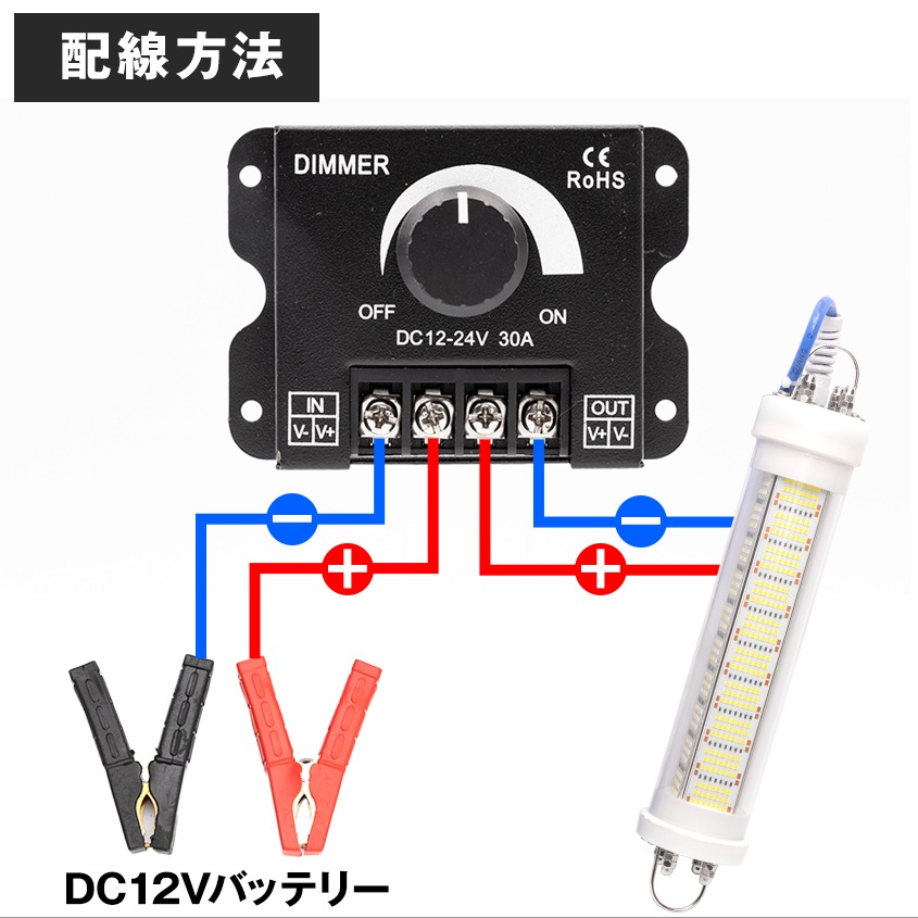 LED調光器 DC12v-24v対応 (許容電流:30Aまで)