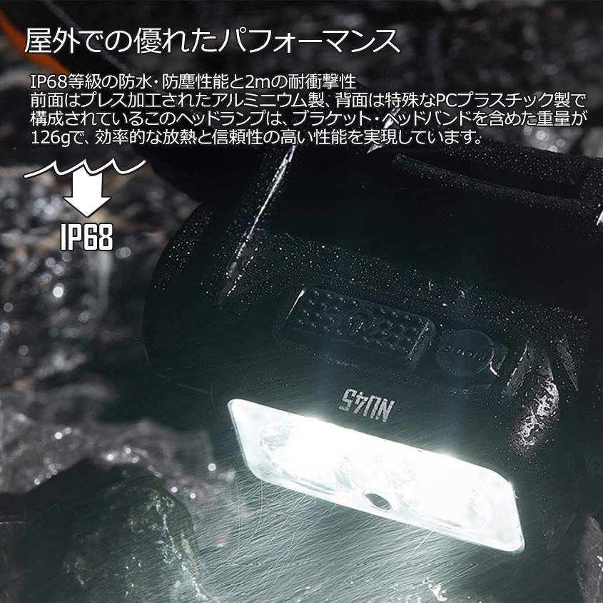 NITECORE NU45 充電式 ヘッドライト 1700ルーメン 赤色LED付き