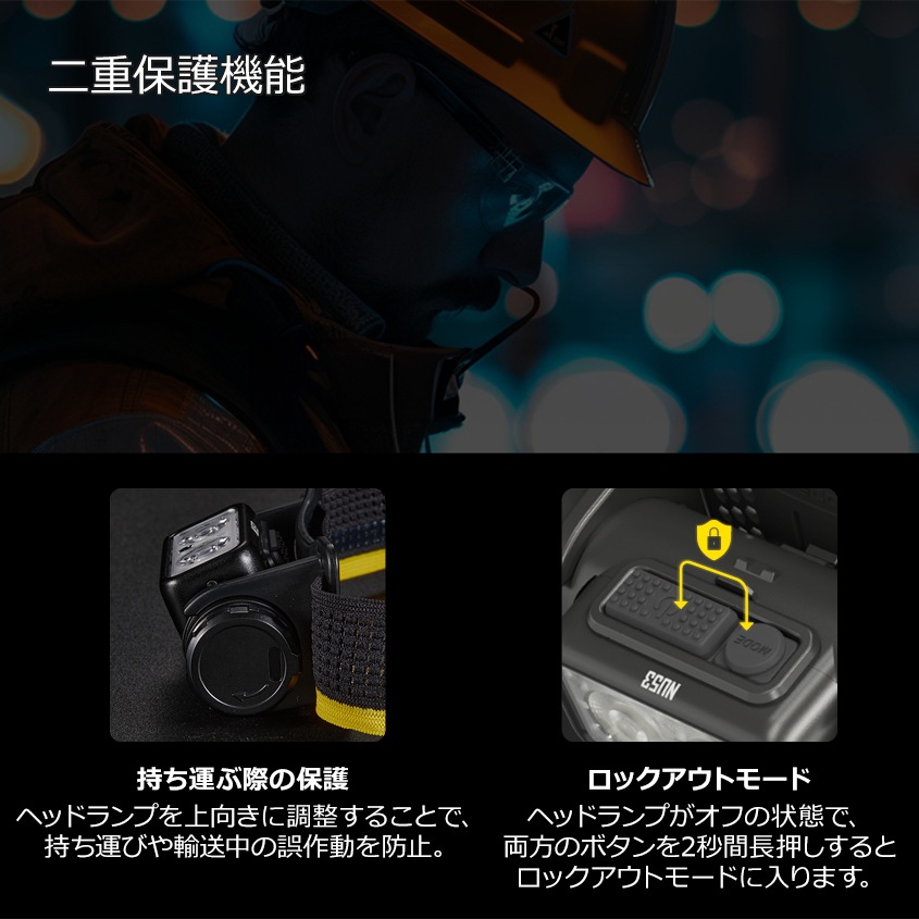 NITECORE NU53 充電式 ヘッドライト 1800ルーメン 赤色LED付き