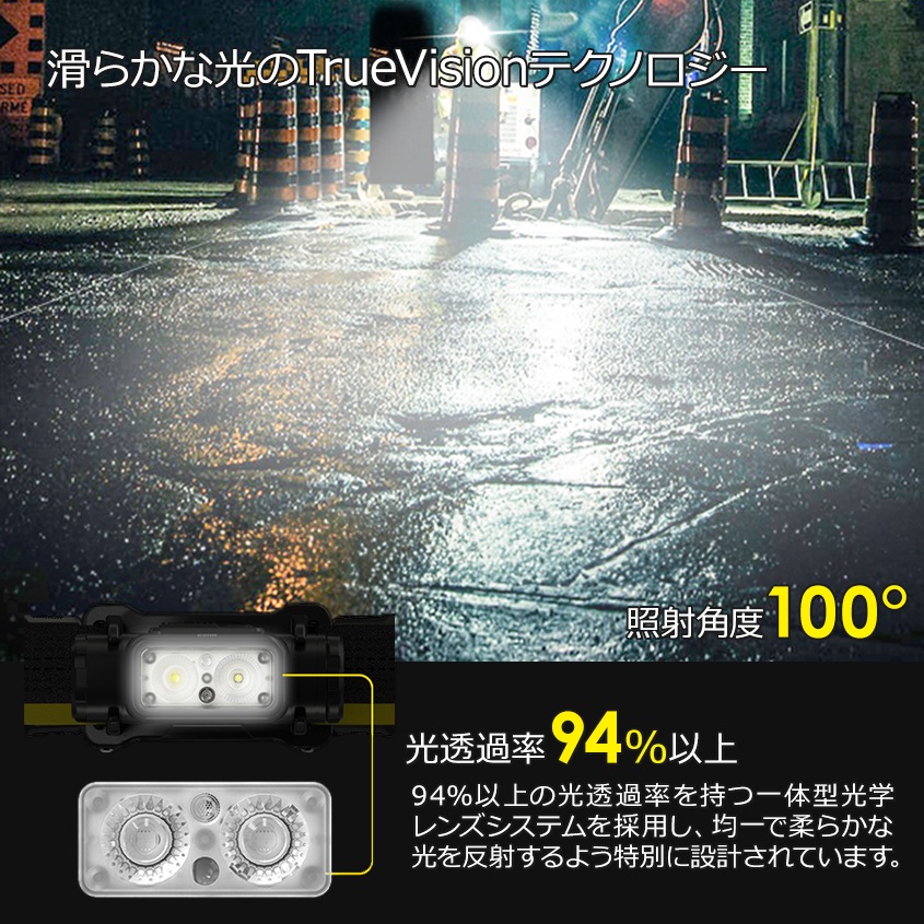 NITECORE NU53 充電式 ヘッドライト 1800ルーメン 赤色LED付き