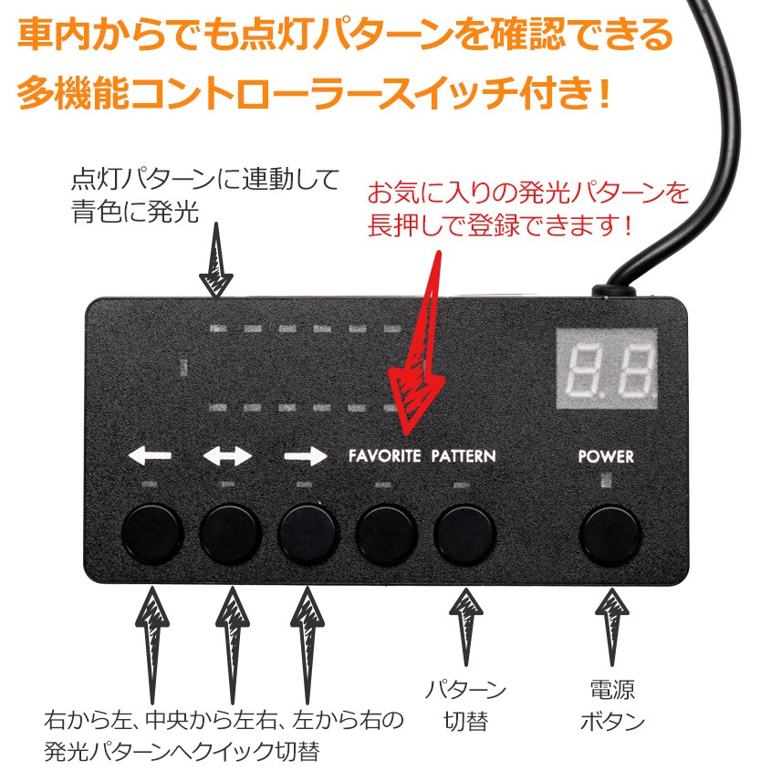 LED 回転灯 オレンジ&ホワイト 38パターン DC 12v 24v 兼用品