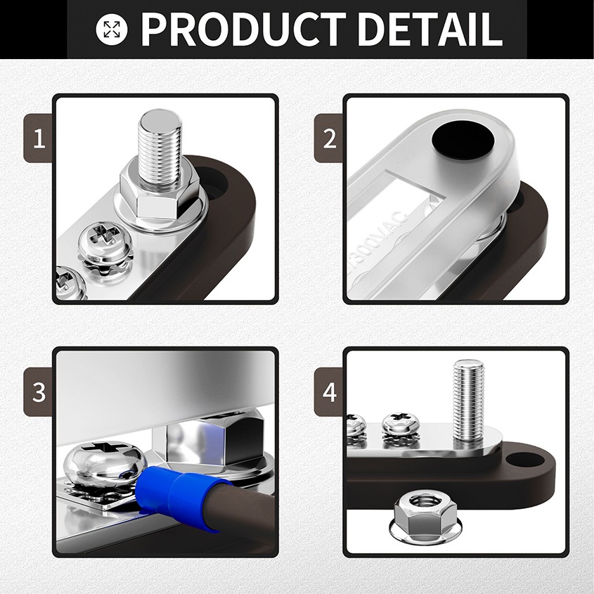 バスバーターミナル 150A DC48Vまで マイナス 負極用 端子台（ブラック）