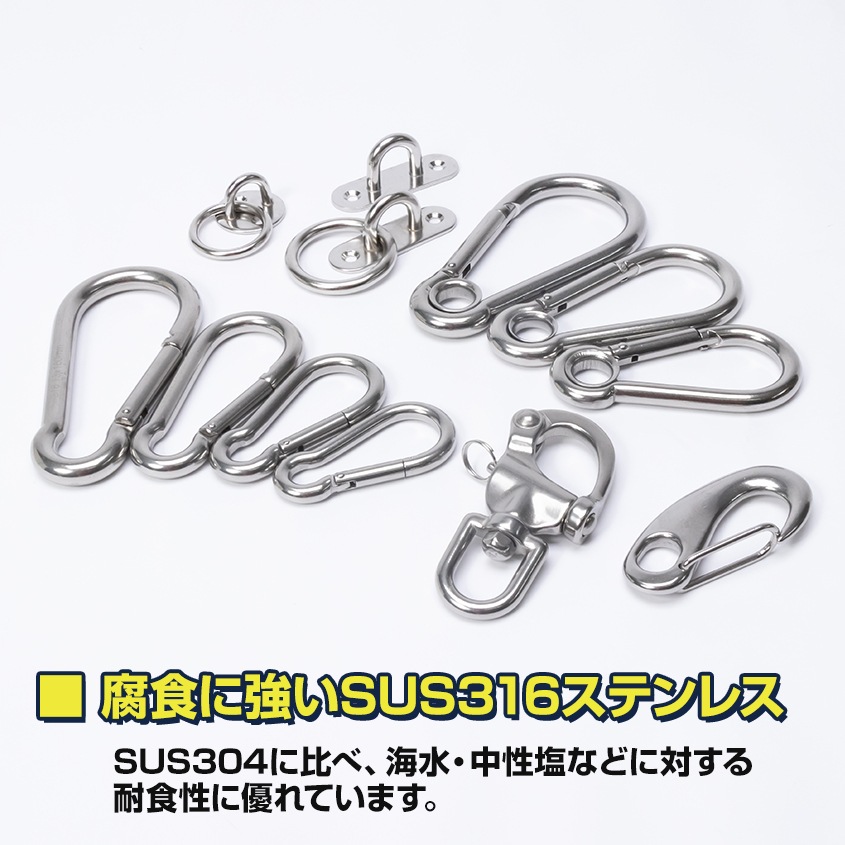 ラウンドアイ 6mm 丸環付き プレート径40m (マリングレードステンレス SUS316製)