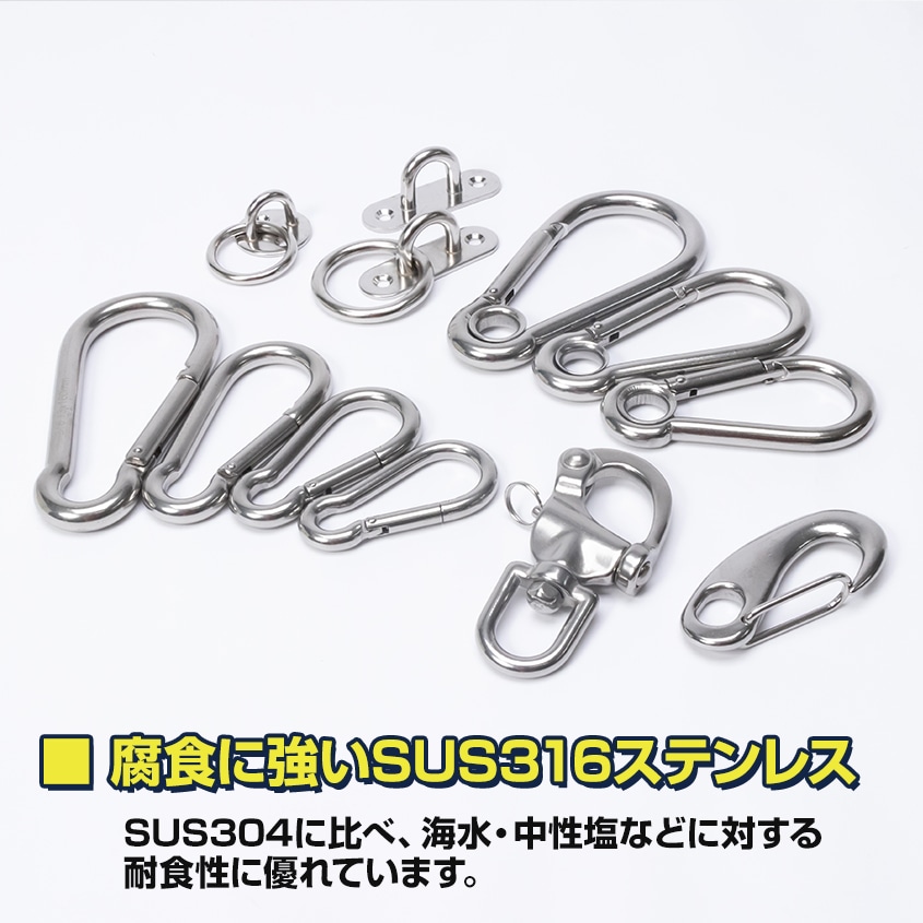 16mm ロープ用 ステンレスシンブル アイ金具 (マリングレードステンレス SUS316製)