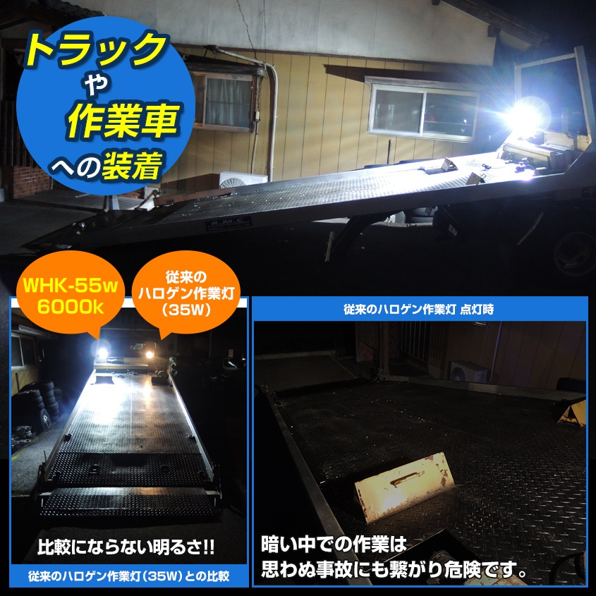 DC12v専用 HID 作業灯 投光器 55w 6000k 昼光色