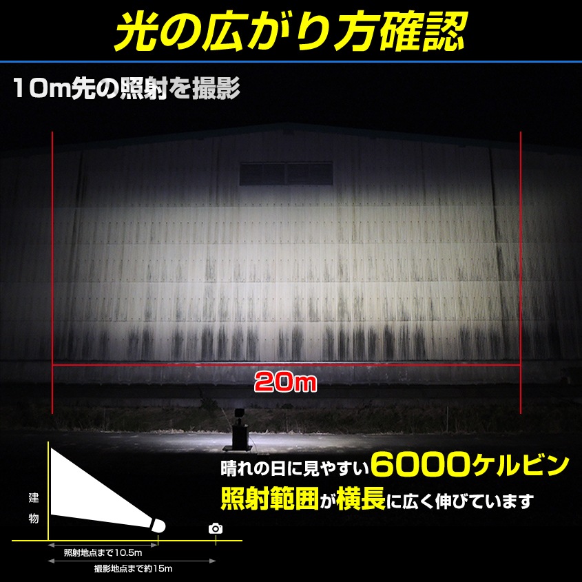 DC12v専用 HID 作業灯 投光器 55w 6000k 昼光色