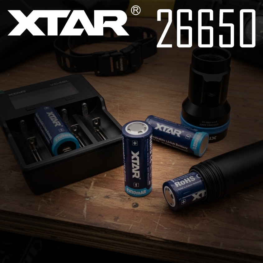 26650 5200ｍAh 3.6V リチウムイオン電池 保護回路搭載 PSE 認証品 ボタントップタイプ 【XTAR 正規代理店】