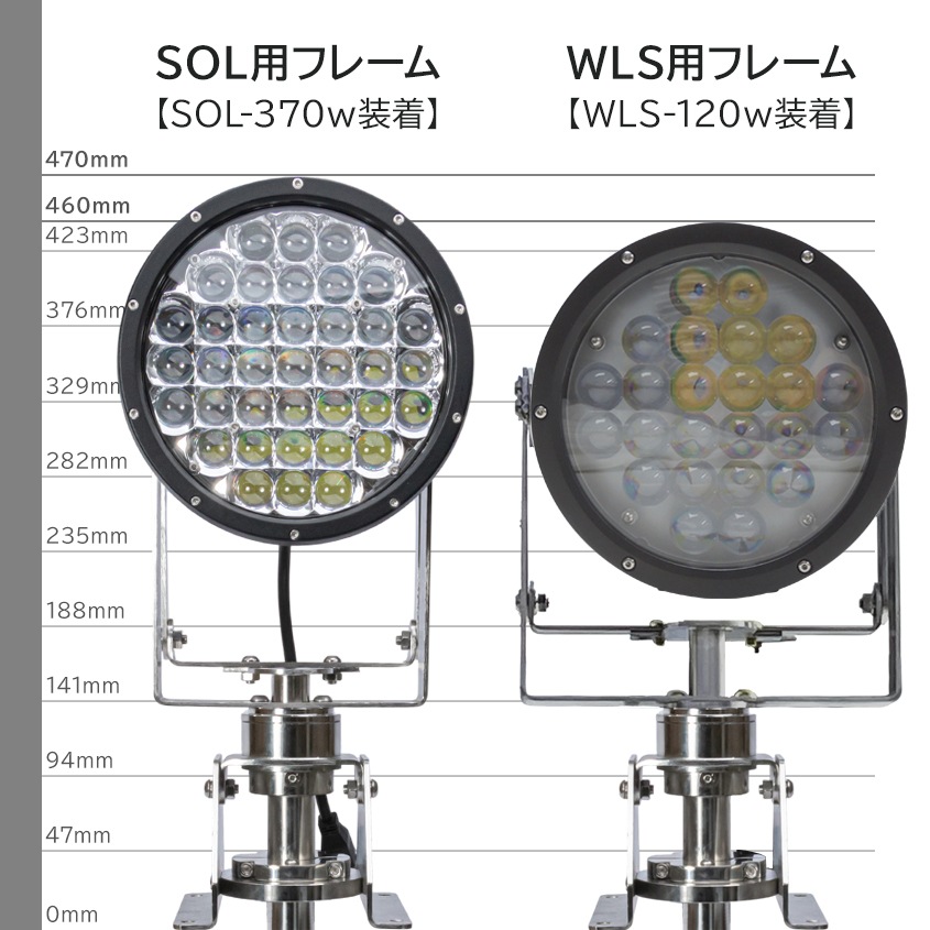 船内操作型 可動式サーチライト架台 WLS-120w用フレーム 【架台本体のみ】 (マリングレードステンレス SUS316製)