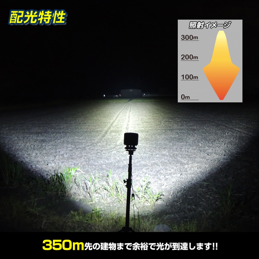 LED作業灯 投光器 90w スポット照射タイプ DC12v / 24v 対応 (照射距離約400m)
