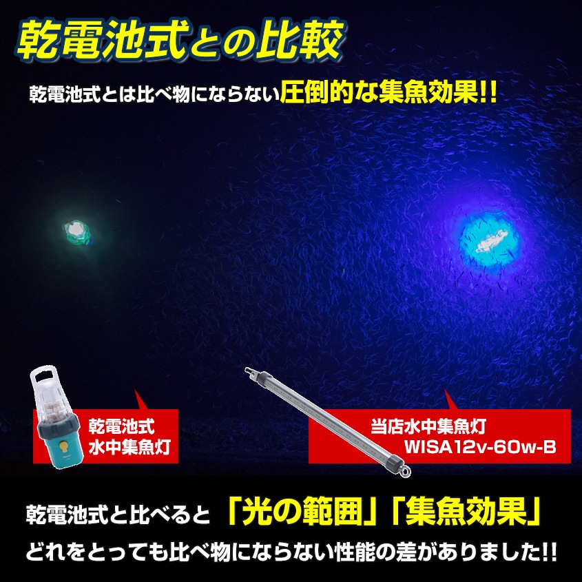 DC12v専用 水中集魚灯 60w ブルー