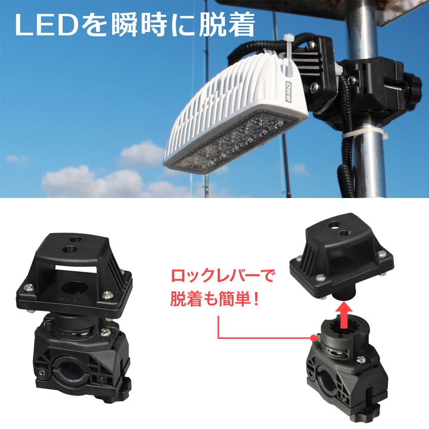 BMO Japan LEDパイプ取付ベースN II ワンタッチ 脱着式 船舶用 デッキライト パイプクランプベースセット 20Z0346