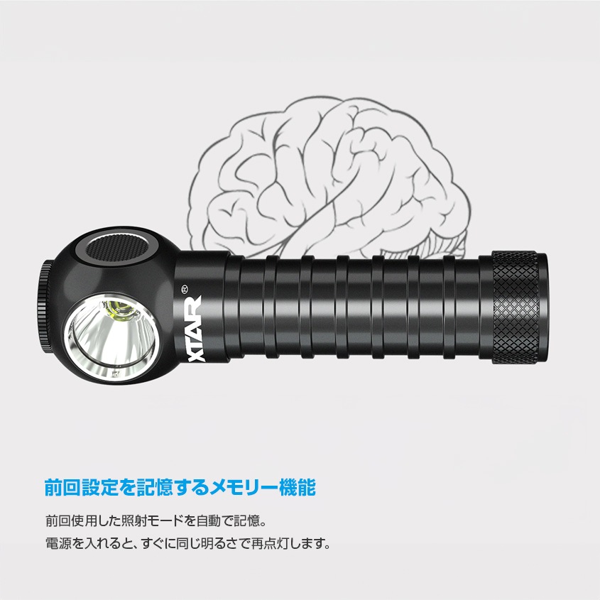XTAR 正規代理店 H3R 充電式 ヘッドライト 18650 リチウムイオン電池 付属 マグネット式充電 懐中電灯