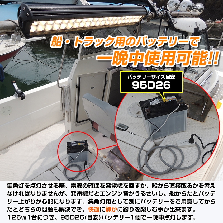 126w 集魚灯 投光器 オレンジ発光 拡散配光 DC12v/24v 対応 (ホワイトボディ)