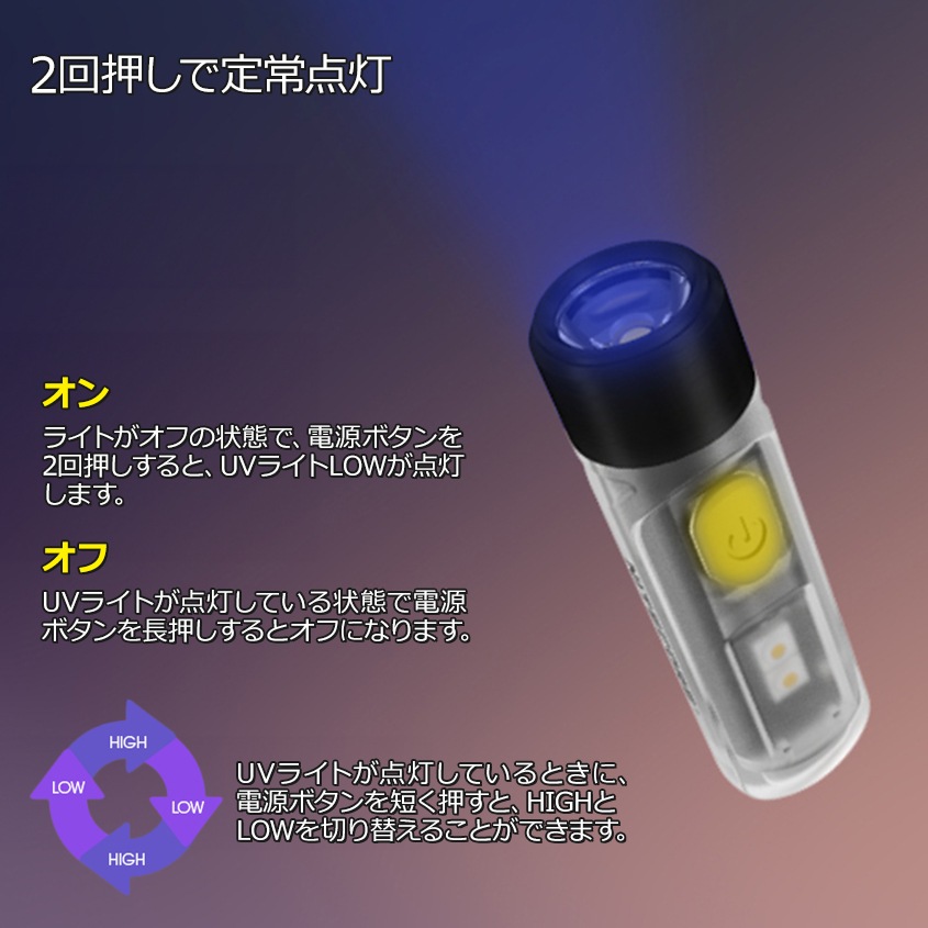 NITECORE TIKI UV 365nm 1000mW 超小型 UVライト 夜釣りアイテム LEDライト アニサキスライトにも