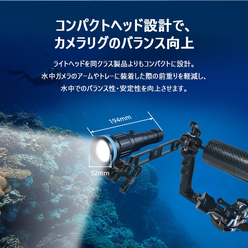 ダイビングライト D40 ZOOM KIT 完全防水 水中ライト 1600ルーメン 21700 リチウムイオン電池仕様 【XTAR 正規代理店】
