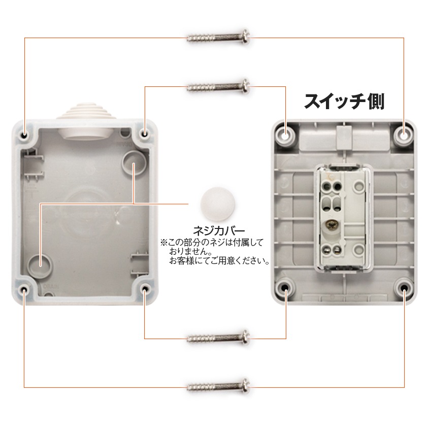 防水 スイッチボックス ON/OFF ロッカースイッチ式 1連 最大16A