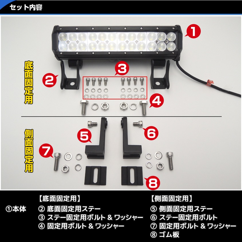 72w デッキライト 投光器 ホワイト発光 拡散配光 DC12v/24v 対応 (ブラックボディ)