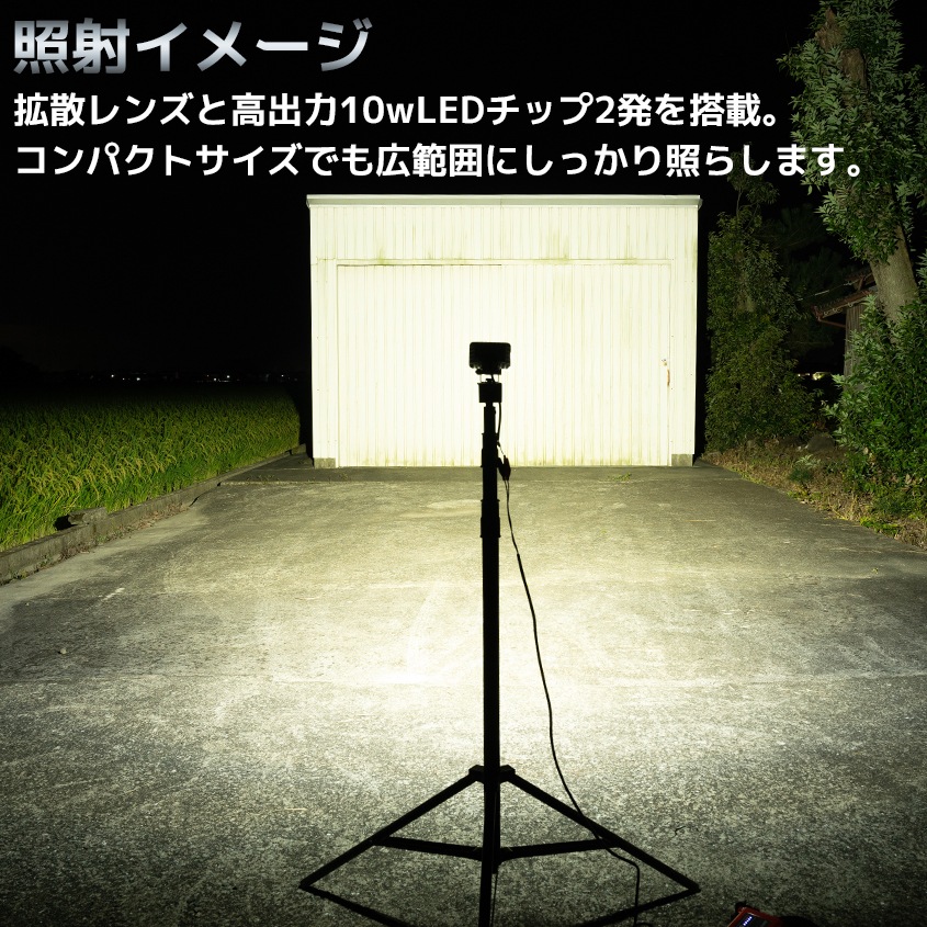 20w デッキライト ミニ投光器 ホワイト発光 拡散配光 DC12v/24v 対応 SUS316 ステンレスステー仕様 (ホワイトボディ)