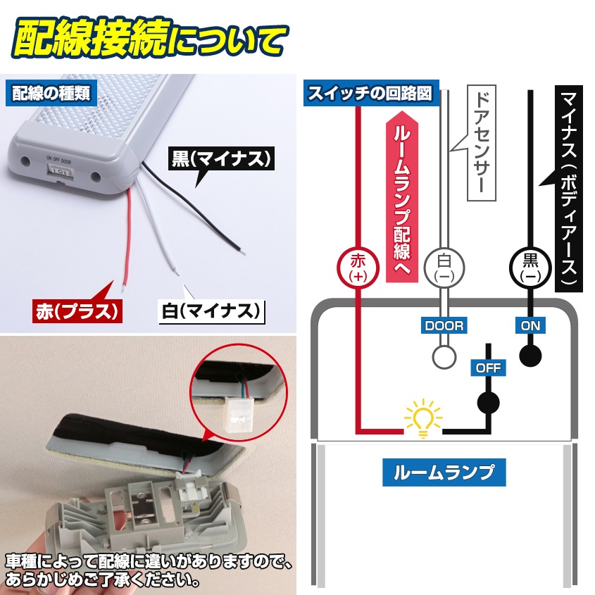 増設用 LEDルームランプ 14w DC12v/24v対応 (ドア連動配線付き) | 車