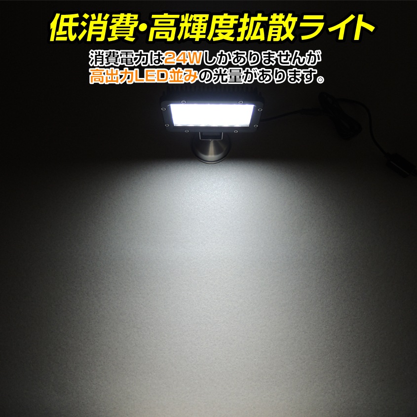 訳あり品 24w 作業灯 薄型投光器 ホワイト発光 拡散配光 DC12v/24v 対応 (ブラックボディ)