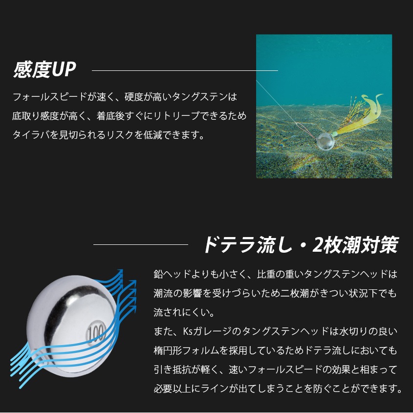 100g/120g/160g タイラバ用 タングステンヘッド 3種セット 【保護チューブ付き】