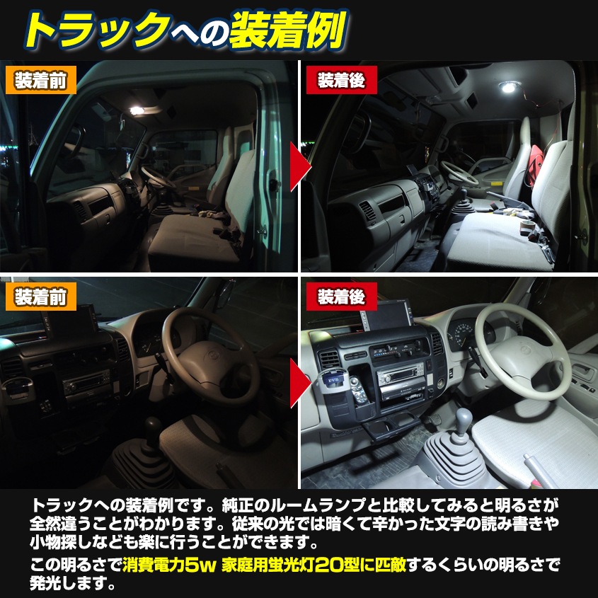 ドーム型 LEDルームライト 5w DC12v/24v 対応 (ホワイトボディ) | 車