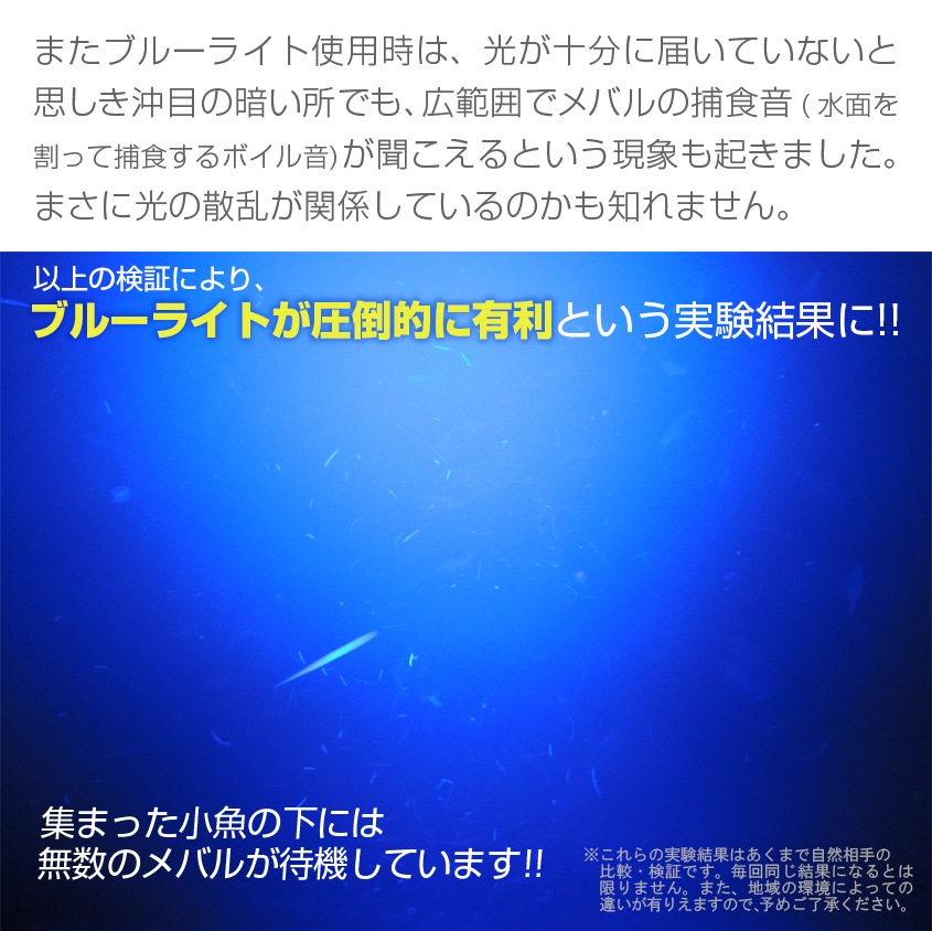 45w 集魚灯 投光器 ブルー発光 拡散配光 カーバッテリー接続キット DC12v/24v 対応 (ブラックボディ)