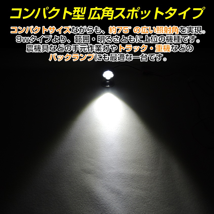 汎用 バックランプ フォグランプ 12w DC12v/24v 対応 SUS316 ステンレスステー仕様 (ブラックボディ)