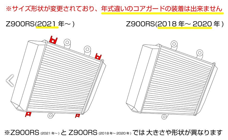 Z900RS / CAFE(21-) ラジエターコアガード(黒・銀・金)