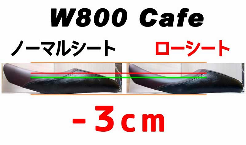 W800 CAFE ('19-) ローシート (-30mm＋低反発素材)