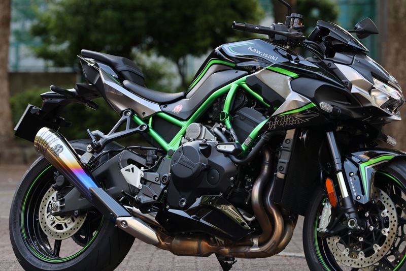 Z H2用 SP忠男 POWERBOX メガホンスリップオンマフラー（チタンブルー)