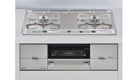 【リンナイ】ビルトインガスコンロ Udea e’f ユーディア・エフ レンジフード連動 ミストシルバー×シルバー 幅60cm 右強火力 ココットプレート付属 RHS21W26S11RAVR (商品のみ 工事オプションあり)