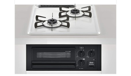 【リンナイ】ビルトインコンロ　コンパクト　水無し片面焼グリル　シェルグレー　[幅45cm]　（商品のみ／工事オプションあり）