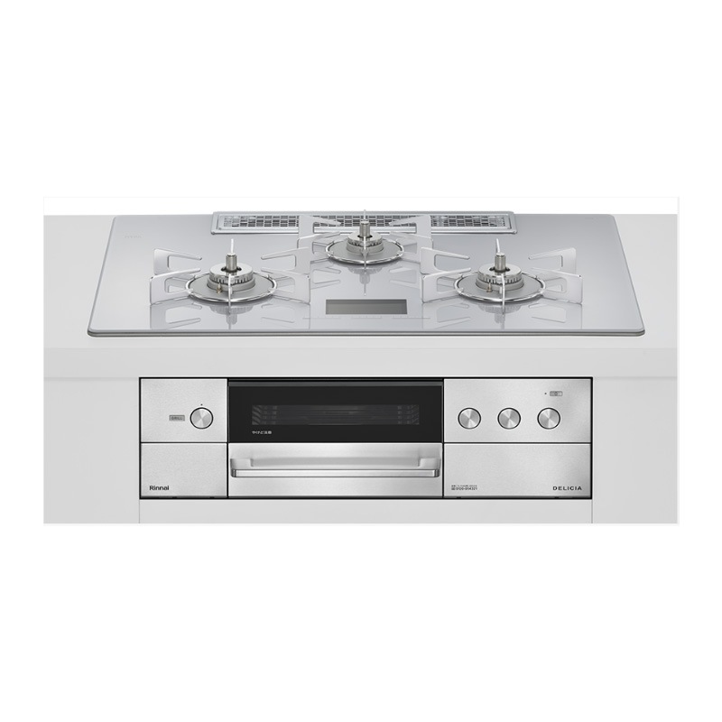 【リンナイ】デリシア　DELICIA　ビルトインガスコンロ　幅75cm　RHS72W38M　3Ｖ乾電池　レンジフード連動　ココット付属(RCSTW　RNSTW　RCBW　RNBW)　オーブン接続なし　操作部液晶付き　(商品のみ　工事オプションあり) 